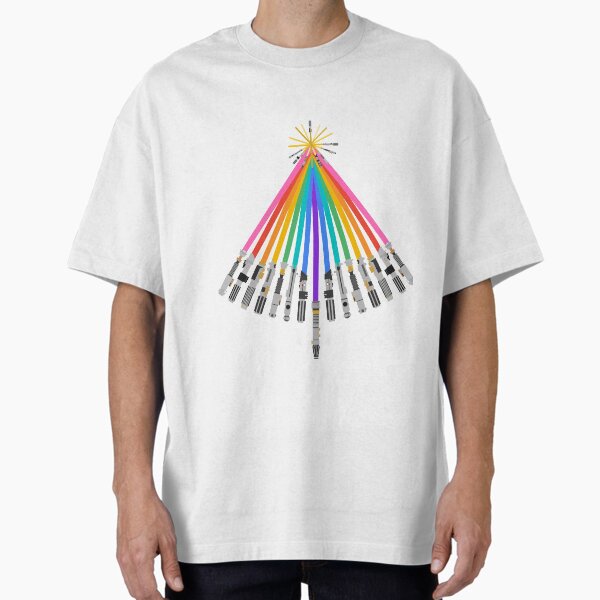 Pride LightSaber Christmas Tree Oversized T-Shirt for Sale by kcgfx