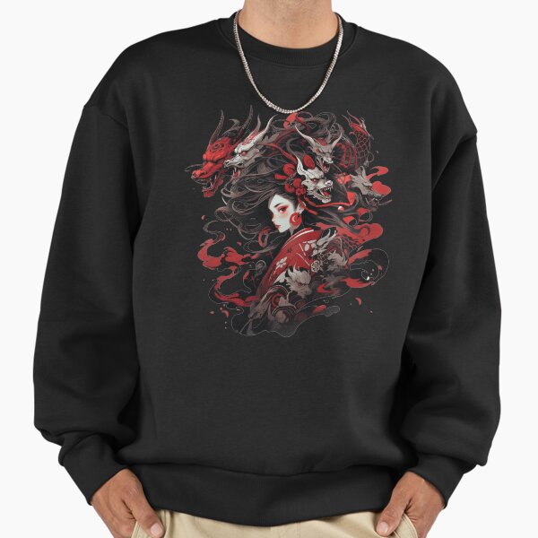 "Japanese Horror Geisha Dragon" Premium Oversized Sweatshirt for Sale by Nightarcade