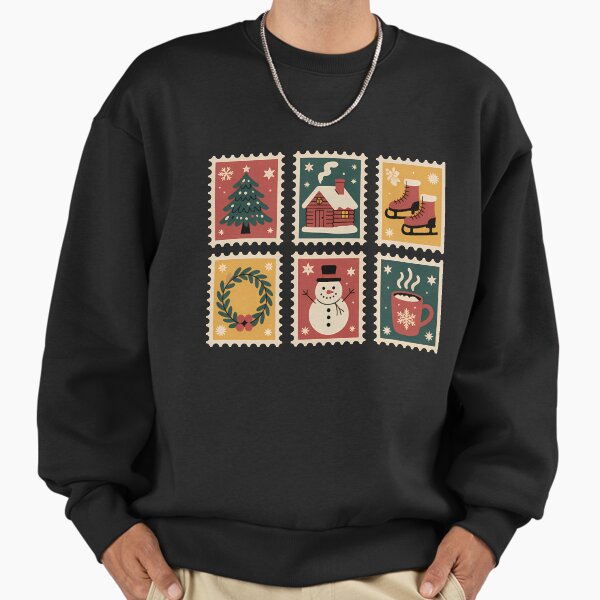 "Vintage Christmas Stamps" Premium Oversized Sweatshirt for Sale by olegsh7