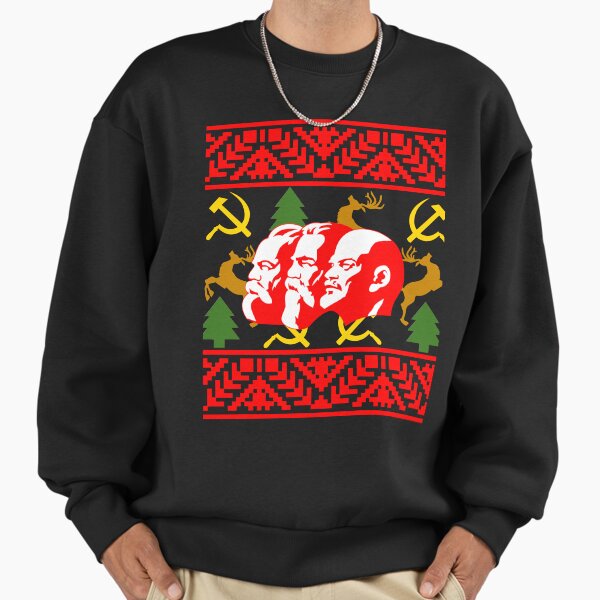 "A Communist Ugly Christmas Sweater Featering Marx, Lenin, and Engels Funny Christmas" Premium Oversized Sweatshirt for Sale by SomeDesignThing