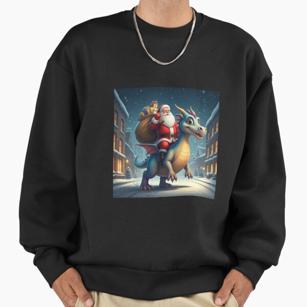 "santa claus on a cute dinosaur" Premium Oversized Sweatshirt for Sale by xtriya