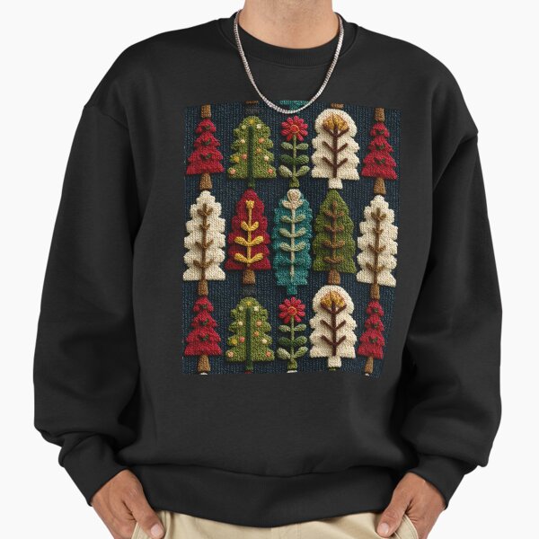 "Funny Christmas Trees Retro Ugly Chrismas Knitted Style Pattern" Premium Oversized Sweatshirt for Sale by SecretDicer