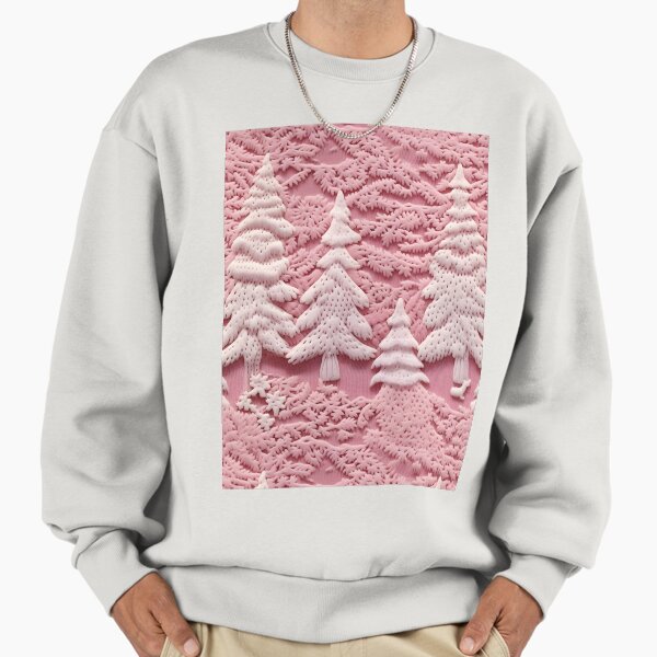 "Funny Pink Chrismas Trees Knitted Pattern" Premium Oversized Sweatshirt for Sale by SecretDicer