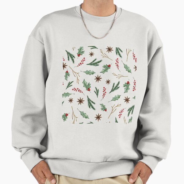 "Green Christmas Leaves and Pine Branches " Premium Oversized Sweatshirt for Sale by ArDecoS