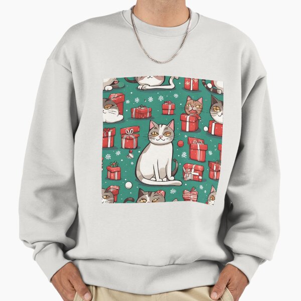 "cat in chrismas digital paper" Premium Oversized Sweatshirt for Sale by pig2u