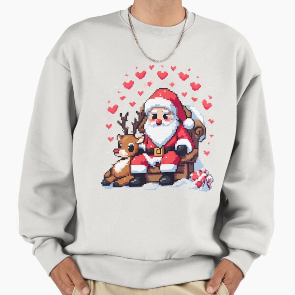 "Santa Claus and reindeer in piuxels" Premium Oversized Sweatshirt for Sale by creativepers