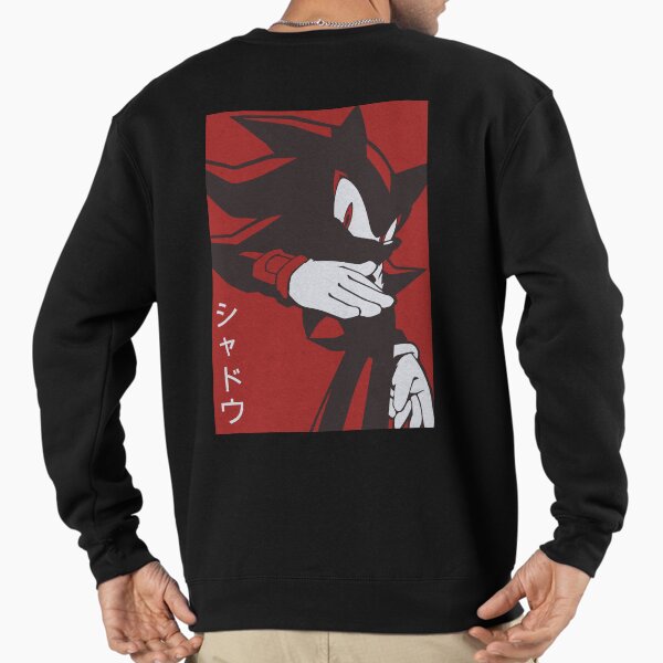 "Normal Black Shadow Hedgehog anime manga style Background Red" Pullover Sweatshirt by discreetgeeks