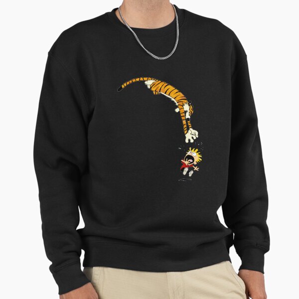 "hobbes pouncing on Calvin " Pullover Sweatshirt for Sale by Whitetailcrafts