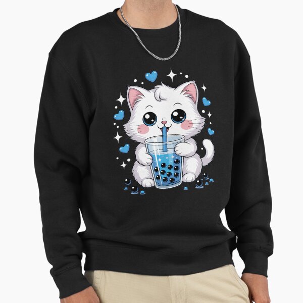 "Kawaii Cat Boba Japanese cute aesthetic Anime" Pullover Sweatshirt for Sale by HellD3vil-Art