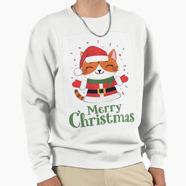 "chrismas cat" Pullover Sweatshirt for Sale by mrkamilus