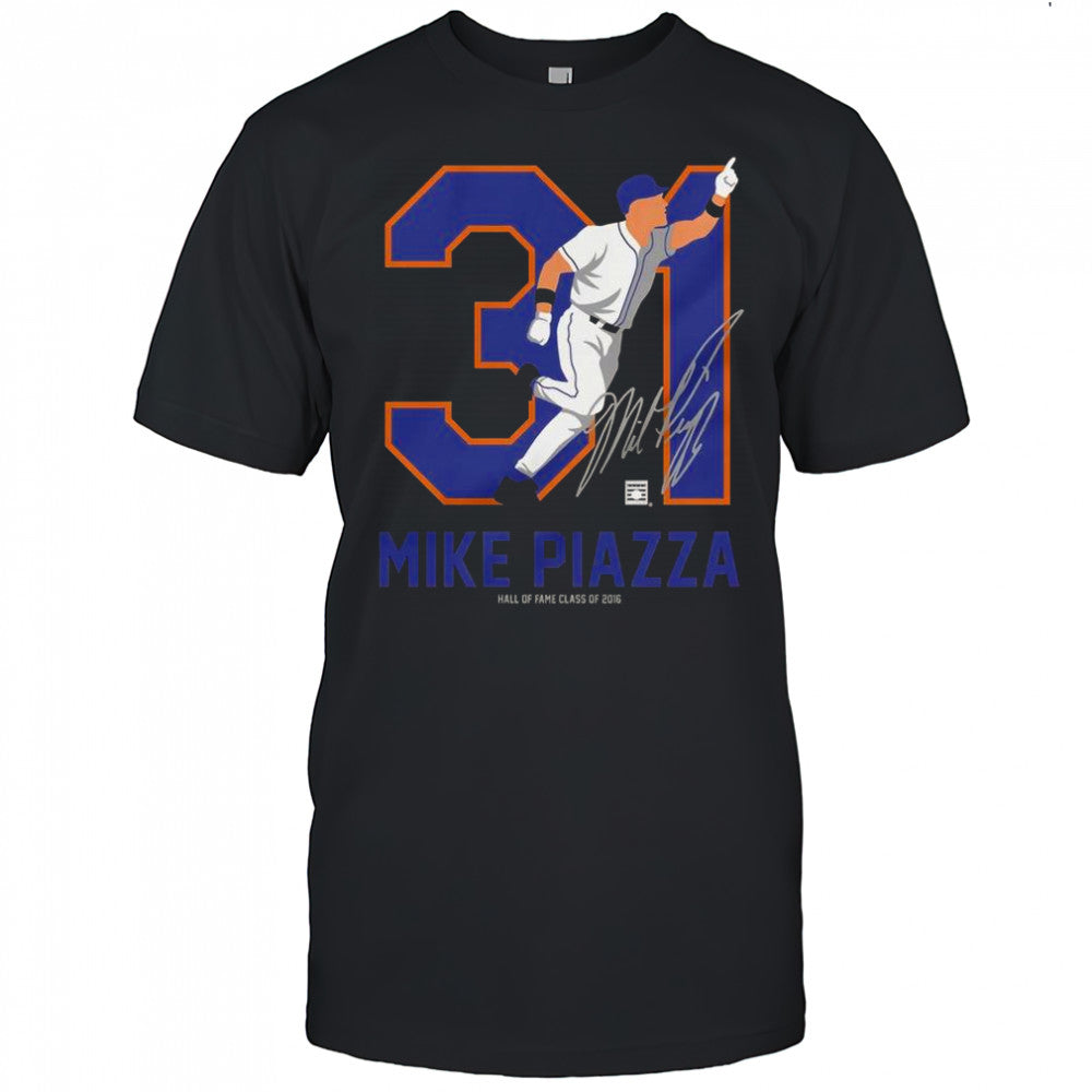 Teambrown Mike Piazza Baseball Hall Of Fame Member Signature T Shirt