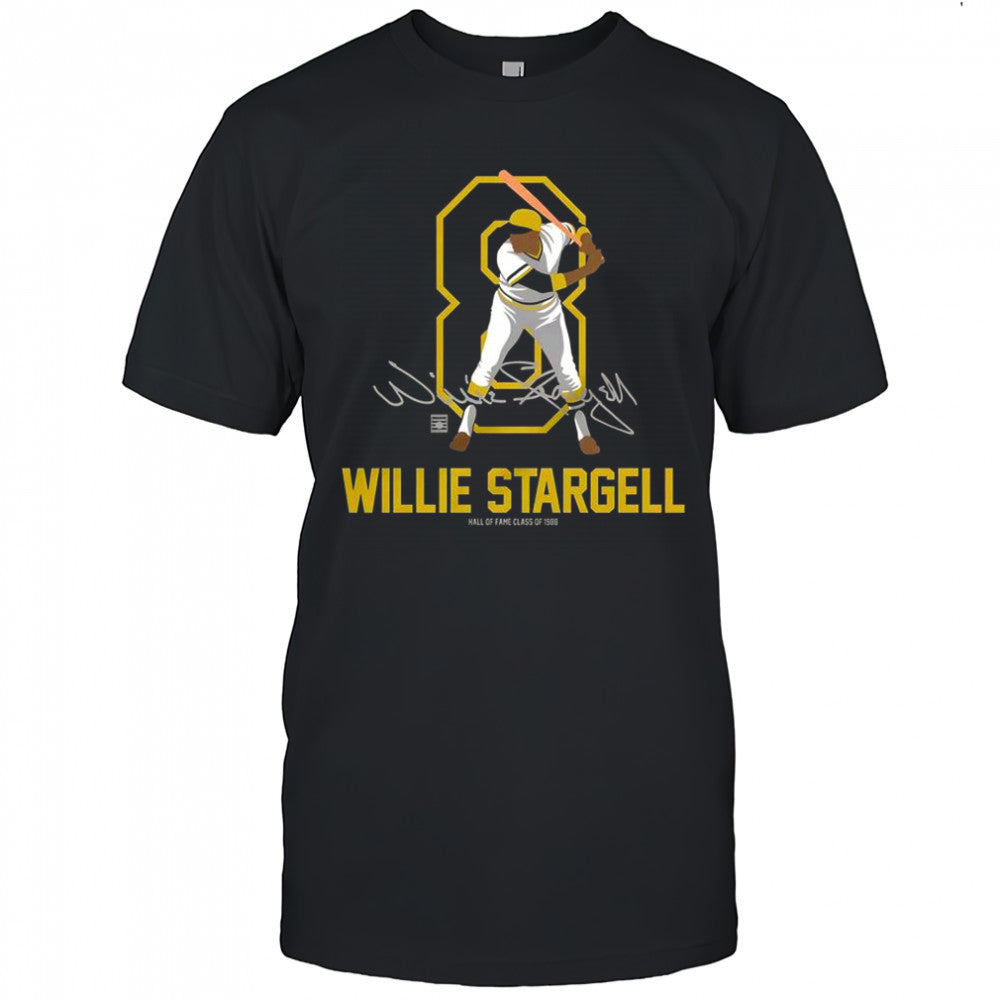Teambrown Willie Stargell Baseball Hall Of Fame Member Signature T Shirt