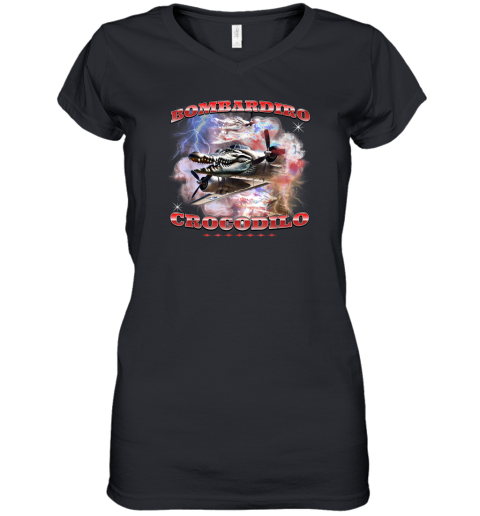 Bombardiro Crocodilo Italian Brainrot Meme Crocodile Women039S V Neck T Shirt