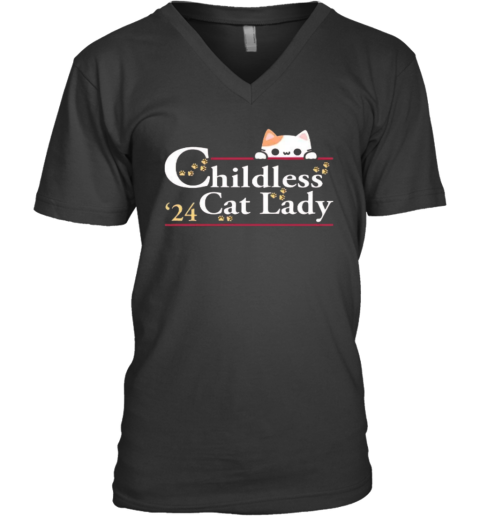 Childless Cat Lady For Kamala Harris 2024 V Neck T Shirt