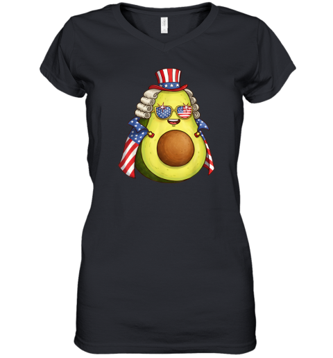 Cute Avocado American Flag Cape 4Th Of July America Usa Women039S V Neck T Shirt