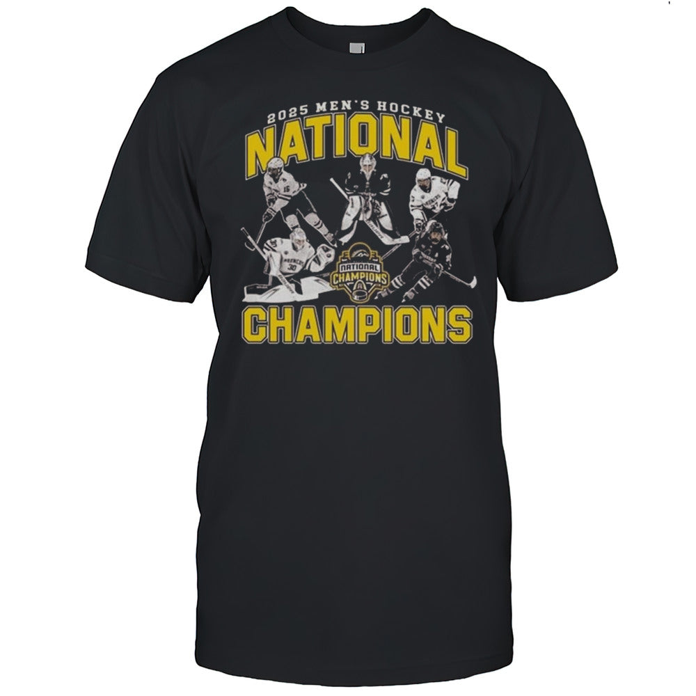 Western Michigan Broncos 2025 NCAA National Mens Hockey Champions Players Logo T shirt