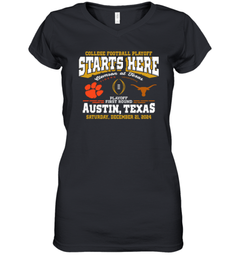 Clemson Tigers Vs Texas Longhorns College Football Playoff 2024 Women039S V Neck T Shirt