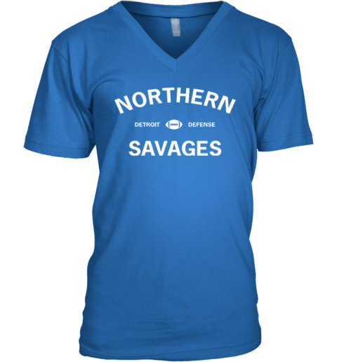 Dan Campbell Northern Savages Detroit Defense V Neck T Shirt