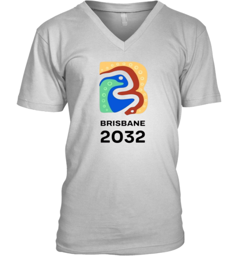 Brown Snake Bin Chicken Olympic Logo 2032 V Neck T Shirt