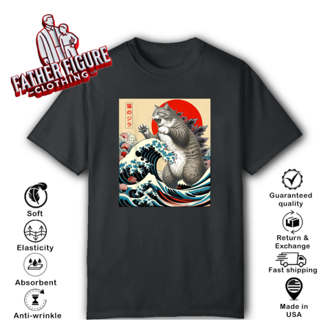Catzilla Cat Japanese Art Funny Cat Gifts T Shirt