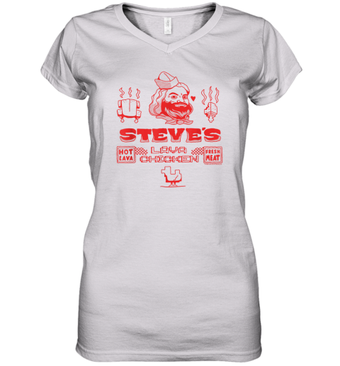 A Minecraft Movie Steve039S Lava Chicken Restaurant Logo Women039S V Neck T Shirt